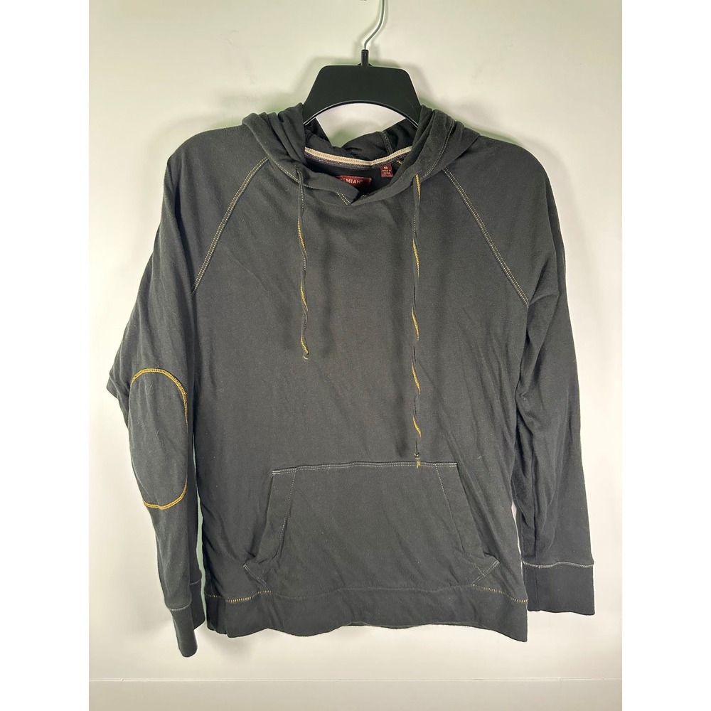 Jeremiah Hoodie Mens S Black Pullover Lightweight Drawstring Elbow Patch Stitch